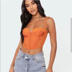 Edikted Women’s Tops | Edikted Payton Lace Corset Top | Size: XS | Color: Orange